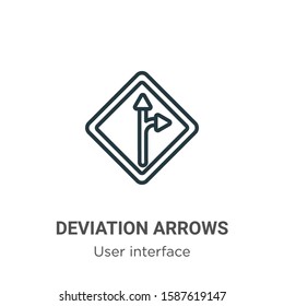 Deviation arrows signal of street outline vector icon. Thin line black deviation arrows signal of street icon, flat vector simple element illustration from editable user interface concept isolated on 