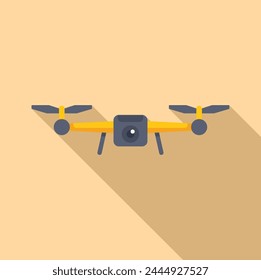 Vector plano del icono de la videografía Aéreas del dispositivo. Operador de filmación. Control moderno