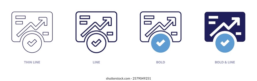 Device analysis icon in 4 different styles. Thin Line, Line, Bold, and Bold Line. Duotone style. Editable stroke.