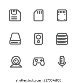 Diseño de iconos de línea negra de dispositivo
