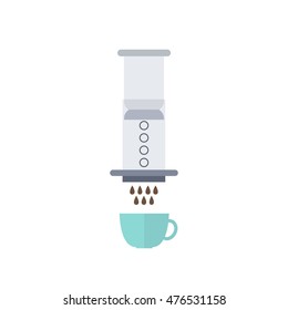 device for brewing coffee. alternative coffee brewing method. vector illustration