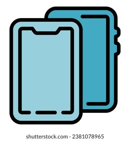Device case icon outline vector. Smartphone cover. Glass protect color flat