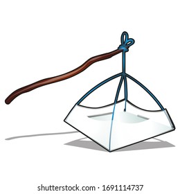 A device for catching fish with nets or spider net for fishing isolated on white background. Vector cartoon close-up illustration.