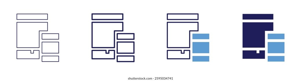 Device cloud icon in 4 different styles. Thin Line, Line, Bold Line, Duotone. Duotone style. Editable stroke.