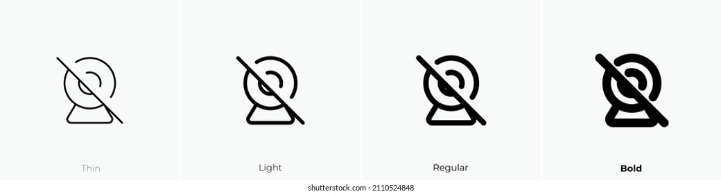 device computer camera off icon. Thin, Light Regular And Bold style design isolated on white background