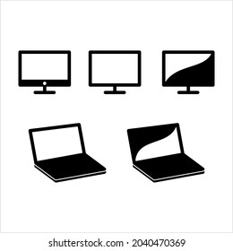 Device Computer Desktop Laptop Icon, Electronic Computing Physical Hardware Vector Art Illustration