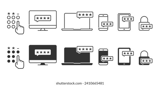 Device computer phone password. Illustration vector