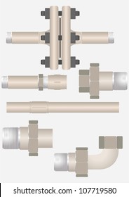 The device connecting the pipeline, to a light blue background.