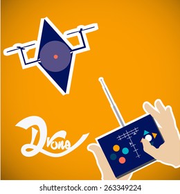 device control drone over yellow color background