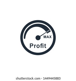 The device controls the maximum of the profit. Vector icon on white background.