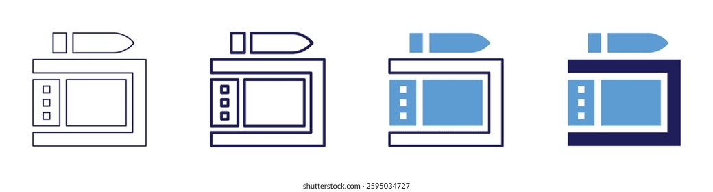 Device dashboard icon in 4 different styles. Thin Line, Line, Bold Line, Duotone. Duotone style. Editable stroke.