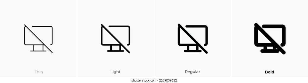 device desktop off icon. Thin, Light Regular And Bold style design isolated on white background