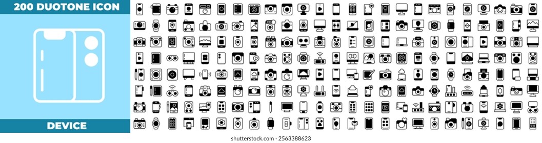 Device Duotone Editable Icons set. Vector illustration in modern thin duotone style of Device icons: device, tv, desktop, etc