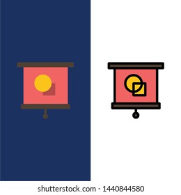 Device, Education, Projector, School  Icons. Flat and Line Filled Icon Set Vector Blue Background