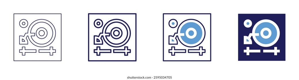 Device efficiency icon in 4 different styles. Thin Line, Line, Bold Line, Duotone. Duotone style. Editable stroke.