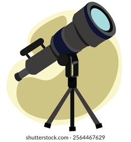 device to explore, discover galaxy, cosmos, space. Telescope on tripod.portable three legged telescope, astronomer equipment.