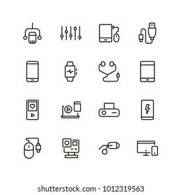 Device flat icon set . Single high quality outline symbol of info for web design or mobile app. Thin line signs for design logo, visit card, etc. Outline logo of device