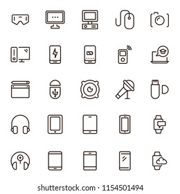 Device flat icon set . Single high quality outline symbol of info for web design or mobile app. Thin line signs for design logo, visit card, etc. Outline logo of device