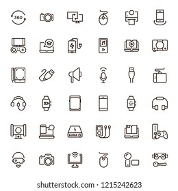 Device flat icon set . Single high quality outline symbol of info for web design or mobile app. Thin line signs for design logo, visit card, etc. Outline logo of device
