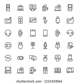 Device flat icon set . Single high quality outline symbol of info for web design or mobile app. Thin line signs for design logo, visit card, etc. Outline logo of device