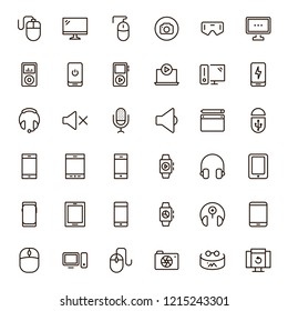 Device flat icon set . Single high quality outline symbol of info for web design or mobile app. Thin line signs for design logo, visit card, etc. Outline logo of device