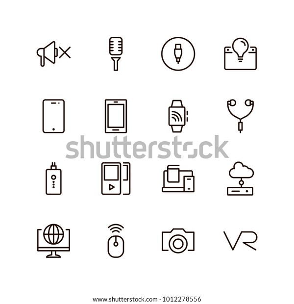 Device flat icon set . Single
high quality outline symbol of info for web design or mobile app.
Thin line signs for design logo, visit card, etc. Outline logo of
device