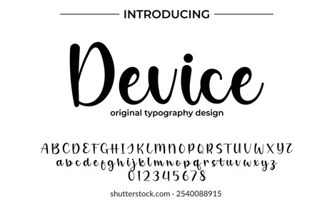 Fonte do dispositivo Pincel elegante pintado com letras maiúsculas vetoriais, alfabeto, fonte