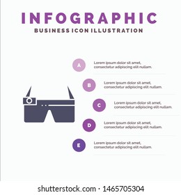 Device, Glasses, Google Glass, Smart Solid Icon Infographics 5 Steps Presentation Background. Vector Icon Template background