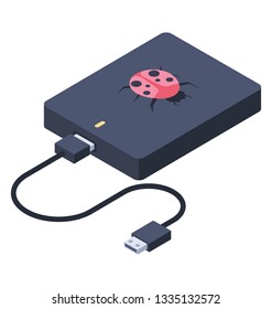 Device hacking icon in isometric design.