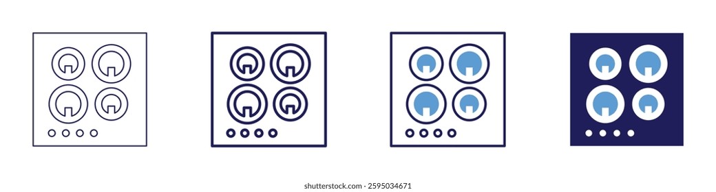 Device heat icon in 4 different styles. Thin Line, Line, Bold Line, Duotone. Duotone style. Editable stroke.