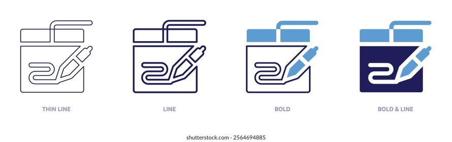 Device icon in 4 different styles. Thin Line, Line, Bold, and Bold Line. Duotone style. Editable stroke.