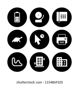 device icon. 9 device set with smart home, battery, phone and music and multimedia vector icons for web and mobile app