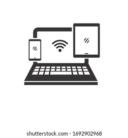 Device icon in black and white design  on isolated background 