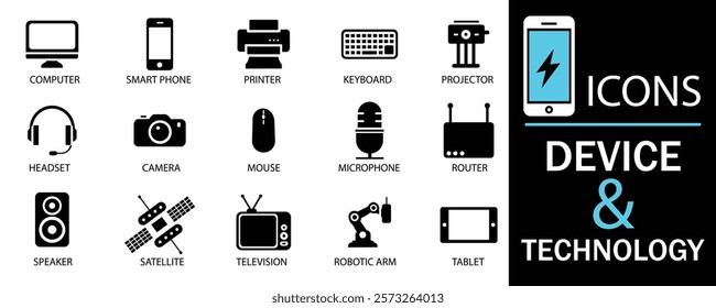 Device  icon collection.  Showcasing intricately designed representations of computer, screen, pc, network, computer , pc tower, device, desk, mouse, monitor, computer networks. Vector illustration. 