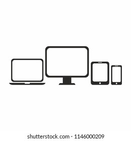 	
Device icon. Laptop, desktop computer, tablet,smart phone. Responsive web design.Vector