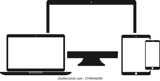 Icono de dispositivo. Portátil, móvil, tablet, ilustración vectorial de iconos de escritorio  