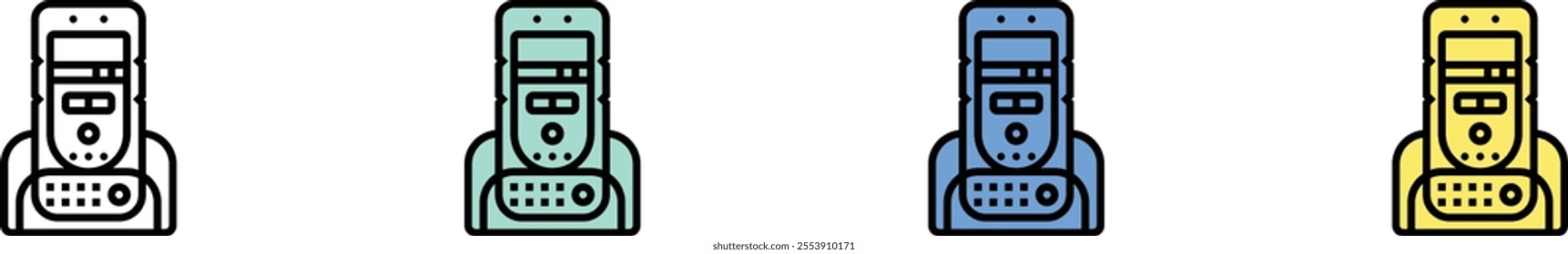 device icon. Outline, Green, Blue and Yellow Style Design Isolated On White Background