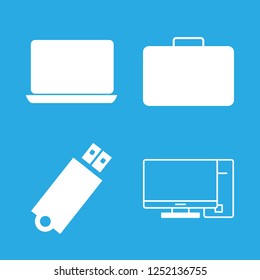 device icon set about case, laptop, computer and usb card vector set