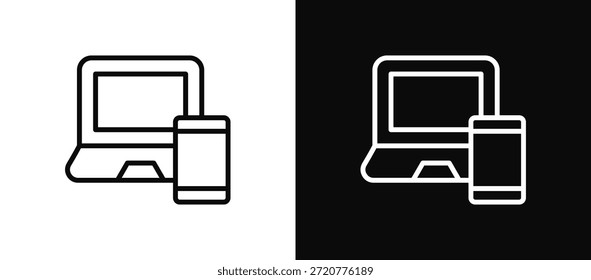 Conjunto de iconos de dispositivo en blanco y negro