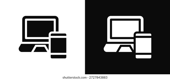 Conjunto de iconos de dispositivo en blanco y negro