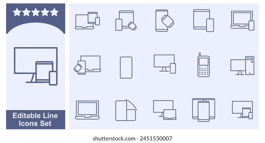 conjunto de iconos de dispositivo. Plantilla de símbolos de dispositivos y gadgets Electrónicas para Ilustración vectorial de logotipos de colección de gráficos y Diseños web