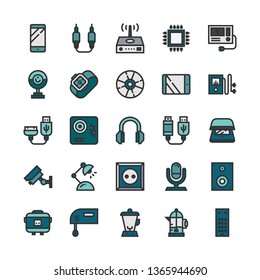 Device icon set with filled line style vector illustration