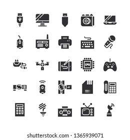 Device icon set with glyph style vector illustration