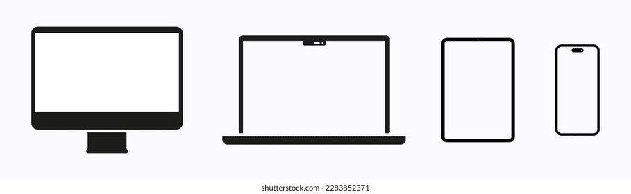 Device icon set. Laptop, Computer, Tablet and Smartphone. 