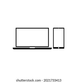 Device icon set , Laptop icon , Smart phone icon isolated on white background. Vector illustration