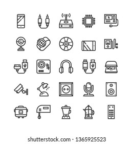 Device icon set with line style vector illustration