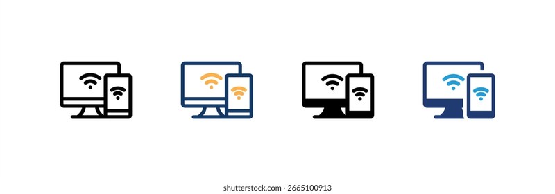 O ícone do dispositivo define várias coleções de estilos. Ilustração vetorial.