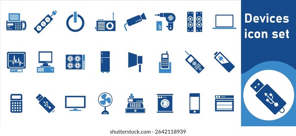 Device icon set, template, blank, electronic, website, business, symbol, TV, smartphone, gadget, sign, screen, laptop, tablet, communication, notebook and more