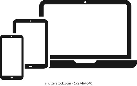 Icono de dispositivo. teléfono inteligente, tablet, icono de laptop. Ilustración del vector de equipo 