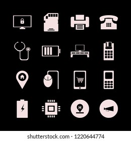 device icon. device vector icons set mobile phone, hotel location, home phone and tv table